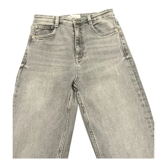 ZARA Women High Rise Straight Leg Jeans – Gray Washed – Size 4 - Picture 3 of 10